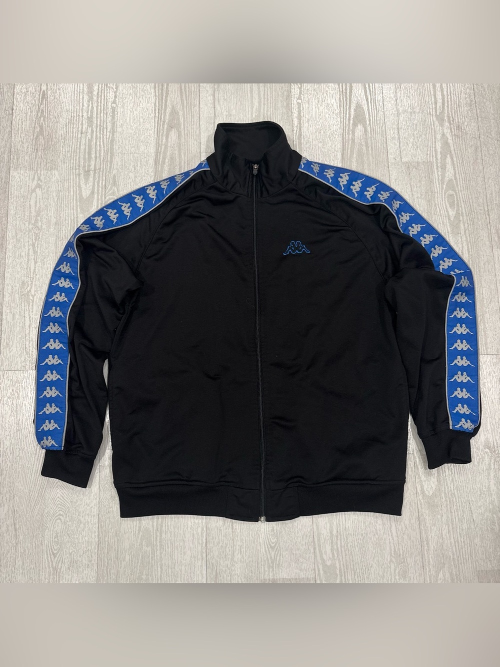 Kappa Black Track Jacket with Blue Logo and Tape
